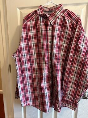 Ariat Red and White Plaid Button-Down Shirt XL